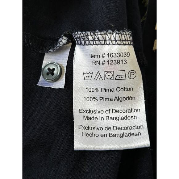 Jachs New York Large Navy Blue w/ Olive Palm Trees Pima Cotton Polo Shirt - Picture 6 of 6